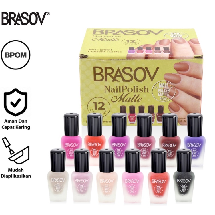 BRASOV Kutek Matte Combo 12 Pcs Nail Polish Matte Cat Kuku