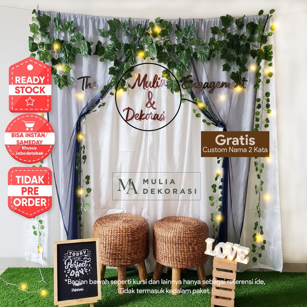 Dekorasi Lamaran Tunangan Backdrop Nikahan PhotoBooth DIY Akad Nikah Aqiqah Khitan Paket Mulia AA
