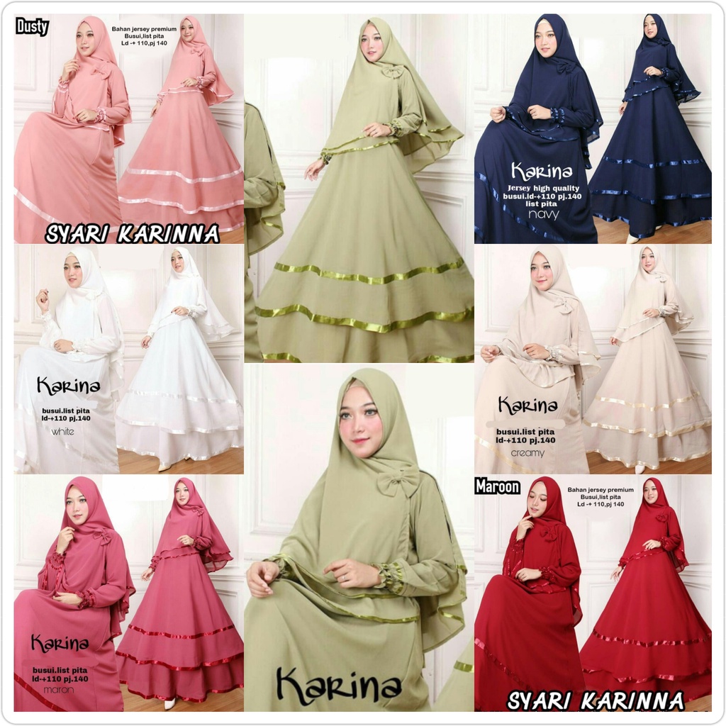 syari jumbo murah Karina Syari Jersey adem premium / gamis lebaran ibu ibu