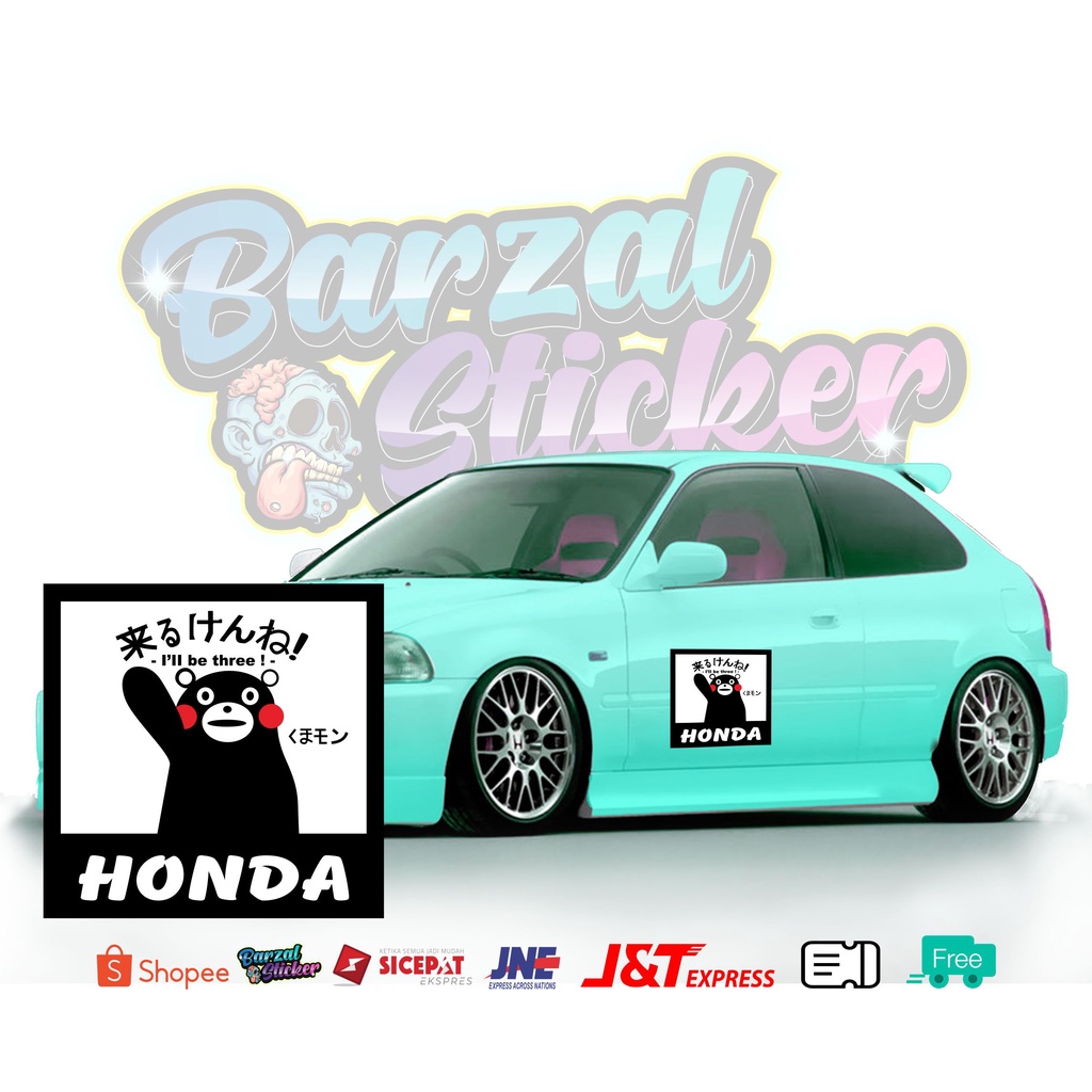 TOMOCHAN KUMAMON HONDA RACING MONKEY PANDA BEAR cuting stiker PINTU mobil cutting sticker JDM