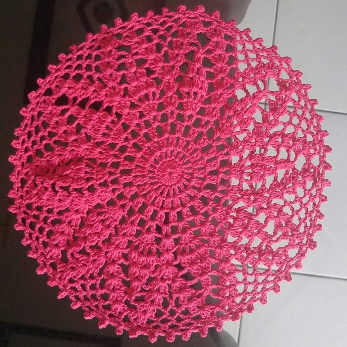 taplak meja kecil bulat rajut handmade dy08 - Putih