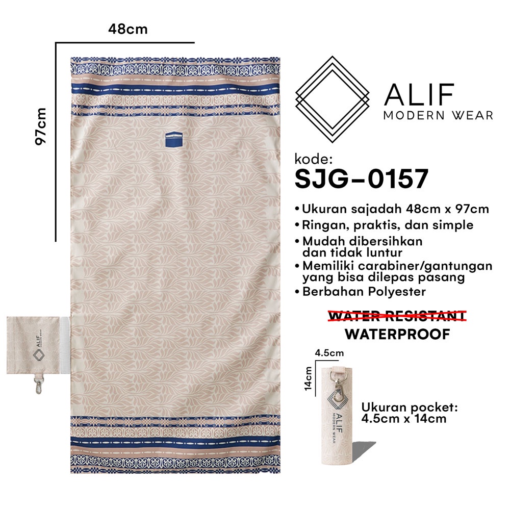 ALIF SAJADAH GENGGAM TRAVEL / SAKU / PORTABLE / WATERPROOF ( ALIF MODERN WEAR SJG-0157 )