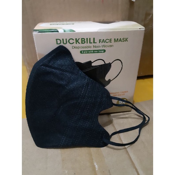 Masker duckbill garis hitam dan abu isi 50 pcs