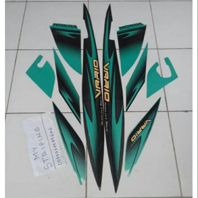 Striping atau stiker vario 110cw 2006-2007 hijau hitam