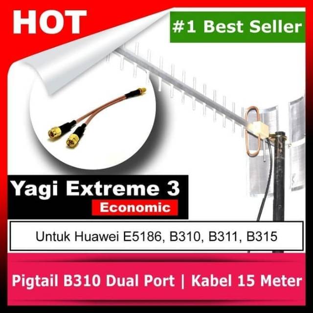 Antena Yagi Penguat Sinyal Home Router B310S B311 B315 15 Meter Free Pigtail Type SMA