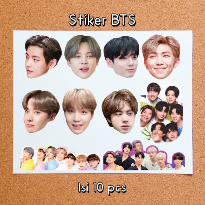 STIKER BTS ISI 10 TEMPELAN JIMIN TAEHYUNG V JUNGKOOK RM JHOPE SUGA JIN KEPALA BTS KOREA STIKER HP LA