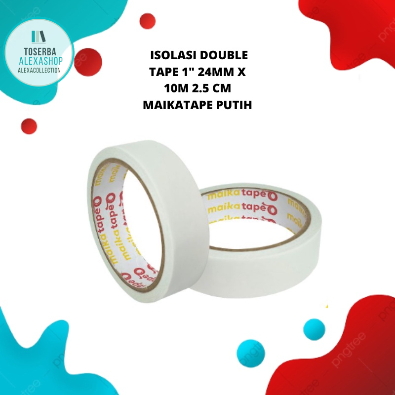 

[Alx] ISOLASI DOUBLE TAPE 1" 24MM X 10M 2.5 CM MAIKATAPE PUTIH