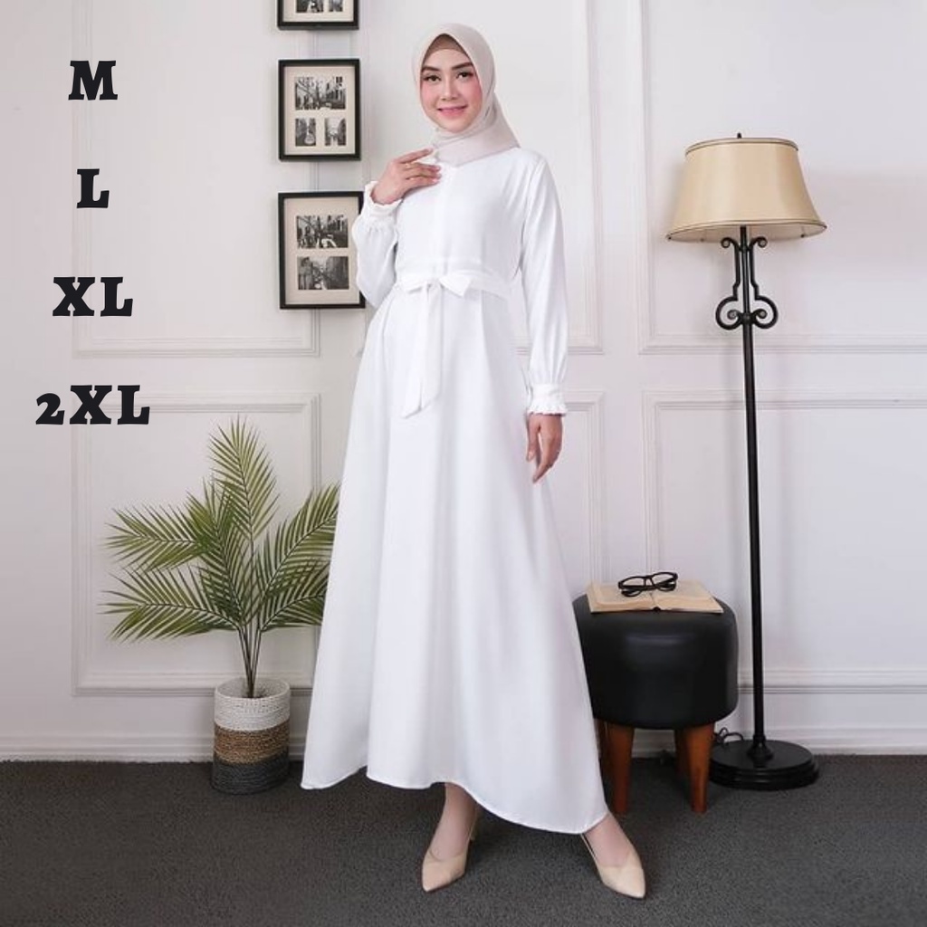 gamis putih wanita terbaru 2022 gamis putih syari terbaru  baju muslim wanita baju gamis polos gamis