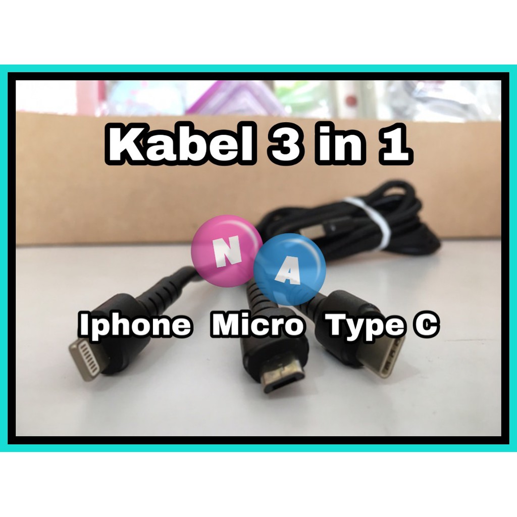 Kabel 2A 3 in 1 Micro - Type C - Lightning 150cm Original Wellcomm