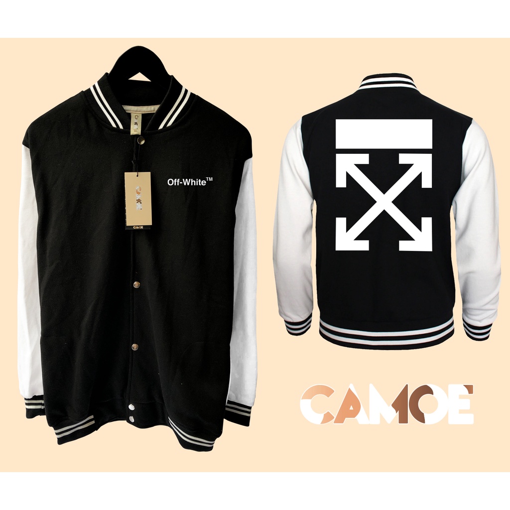 Jaket Baseball Varsity Off White Helvetica Logo