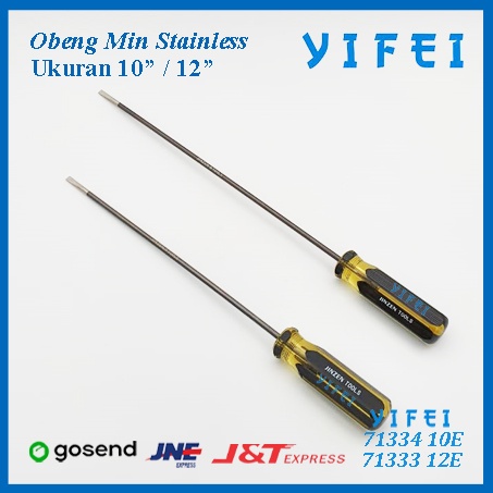 Obeng Min Stainless ukuran 10&quot; 12&quot;/YIFEI-71334 10E/YIFEI-71333 12E - 1 - 10