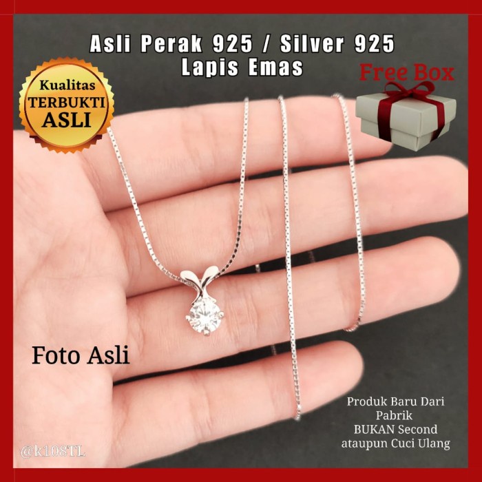 Kalung Perak Asli Sterling Silver 925 Lapis Mas Putih Murni Wanita 108