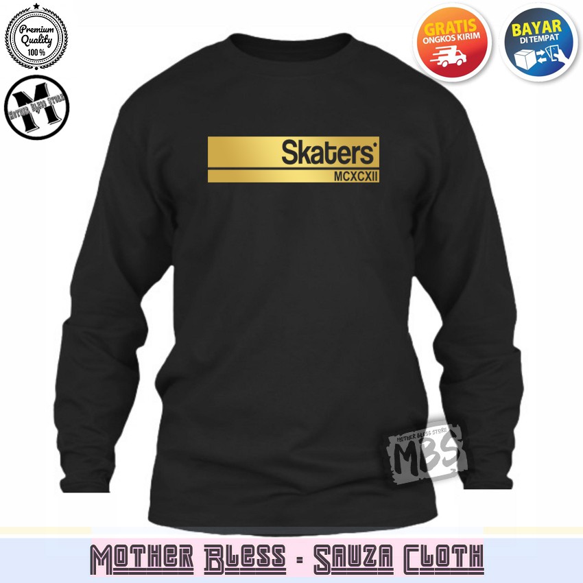 Kaos Distro T-Shirt Lengan Panjang Pria Dan Wanita 01 LOGO SKATERS GOLD Quality Premium