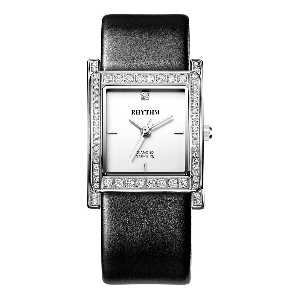 JAM TANGAN WANITA RHYTHM L1204 L01 L1204L01 ANALOG BLACK LEATHER STRAP