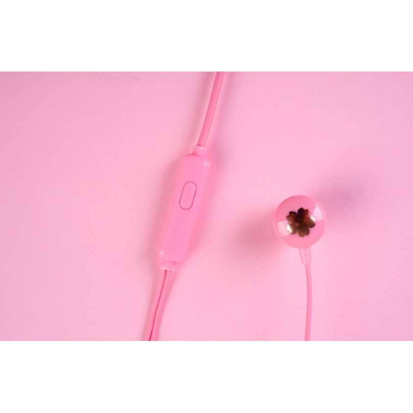 [E-162] Headset Earphone Motif Gambar Bunga SAKURA / Wadah Earphone Motif SAKURA Elegan Simple Unik