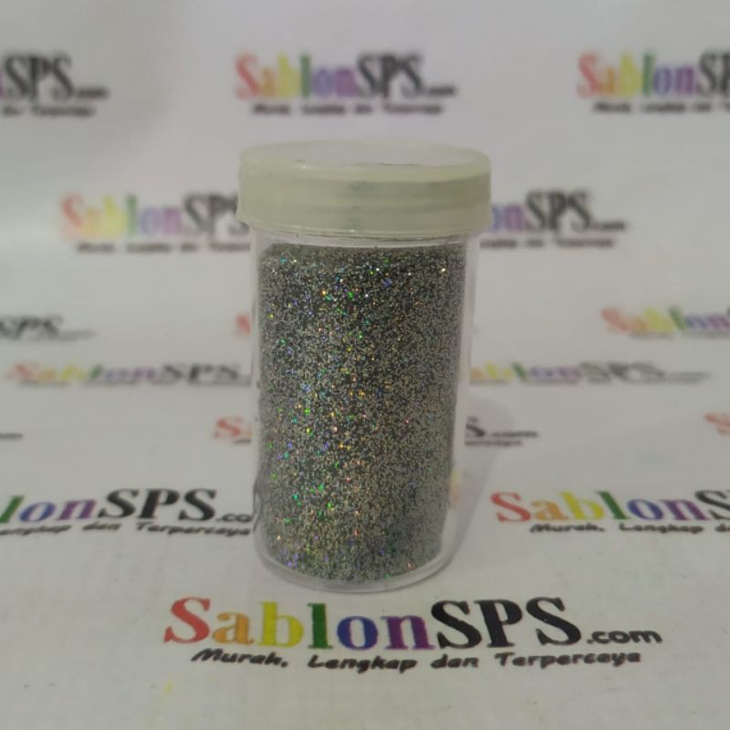 BUBUK GLITER SILVER HOLOGRAM GLITTER POWDER 10gr CUP BESAR