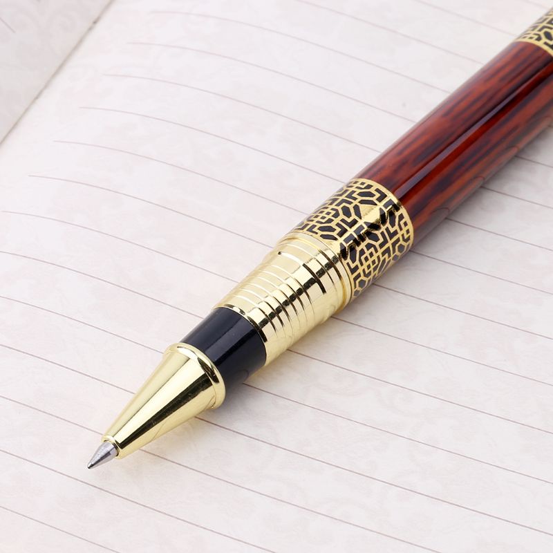 Mary Luxury Metal Ballpoint Pen Imitasi Motif Emboss Rollerball Pen Kantor S