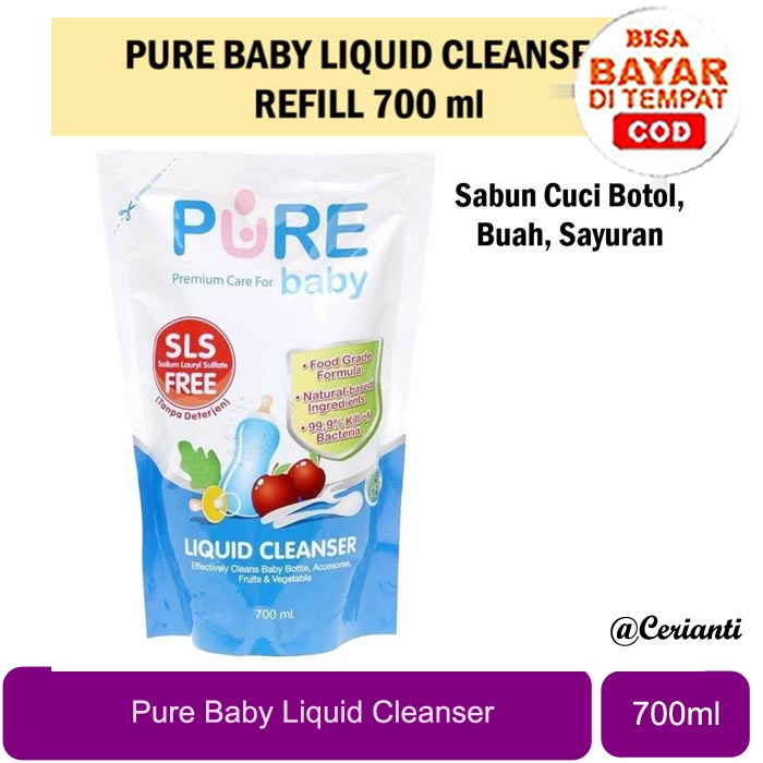 [700ML] [SLS FREE] [BPOM] PURE BB BABY Liquid CLEANSER 700ml Refill Sabun Cuci Botol Susu Dot | Perlengkapan Bayi | Buah Buahan 700 ml Cerianti