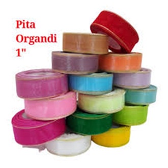 Pita Organdi List Mas Gold 1 Inc/ Pita Hias Kado Organza Transparan/Pita Dekorasi Per Rol