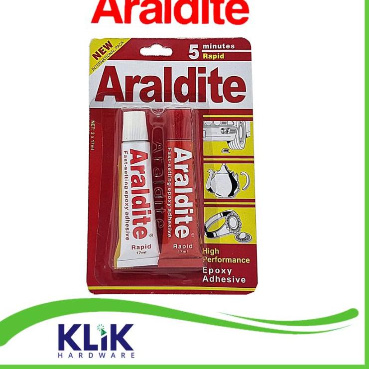 Ready Terunik Araldite Lem Besi Epoxy Plastik Steel 5 Menit Rapid Merah