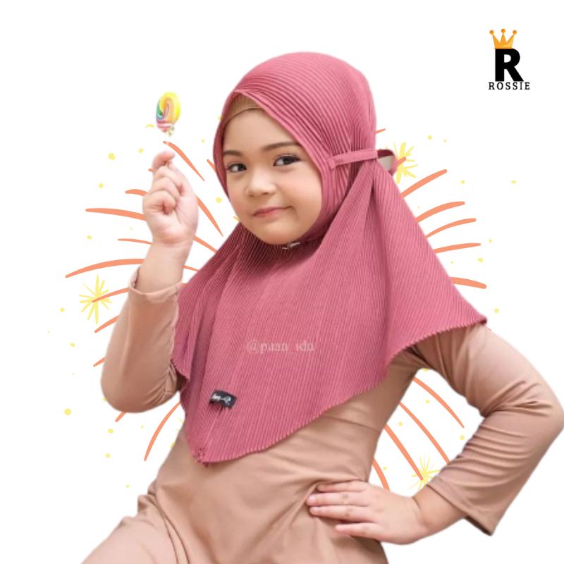 ROSSIE - Hijab Anak Bergo Plisket / Bergo Plisket Anak Best Quality / Hijab Anak 2-8 Tahun