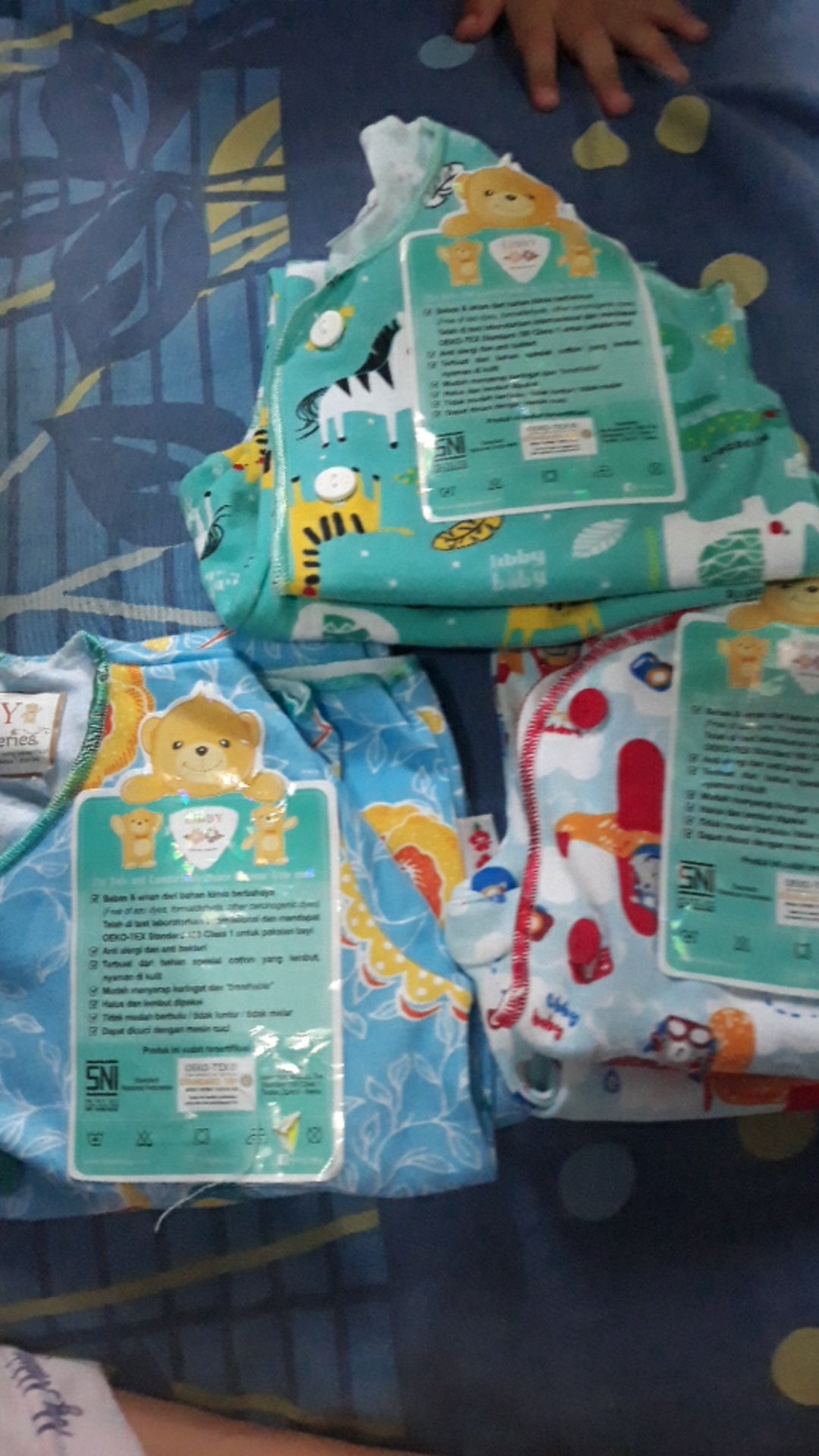 3pcs Libby [ Panjang ] Batik Boy Series [ 2 ] - New Born - Kancing Depan .