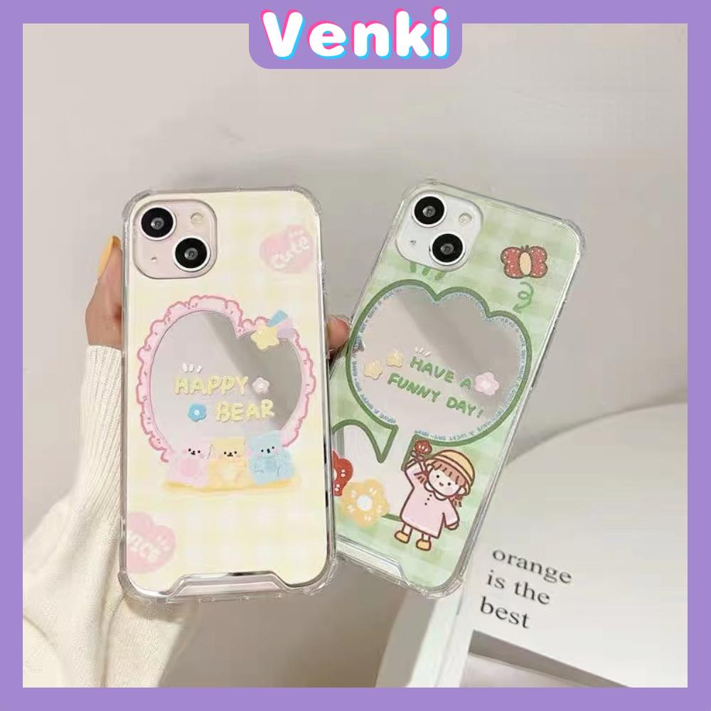 iPhone Case Luxury Acrylic Reflective Mirror Airbag Shockproof Protection Camera Cartoon Cute Compatible For iPhone 11 iPhone 13 Pro Max iPhone 12 Pro Max iPhone 7Plus iPhone xr