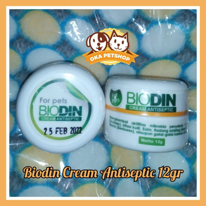 Biodin Cream Antiseptic 12gr / Biodin Salep / Biodin obat scabies Cat dog