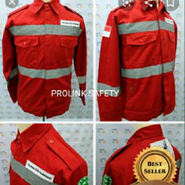 SERAGAM BAJU SAFETY HSE MERAH DOBLE SCOTLIGHT 5CM