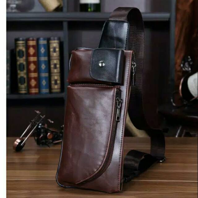 Tas pinggang kulit sapi asli