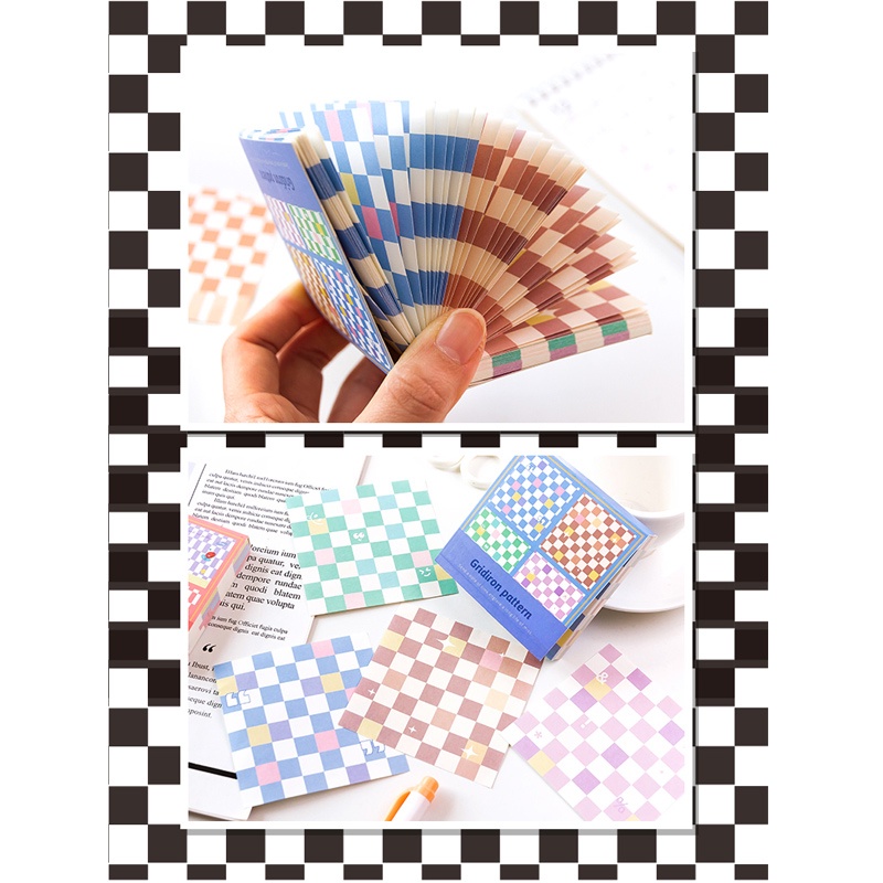 Gridiron Pattern Colorful Memopad / Memo Tempel Lucu Unik-5