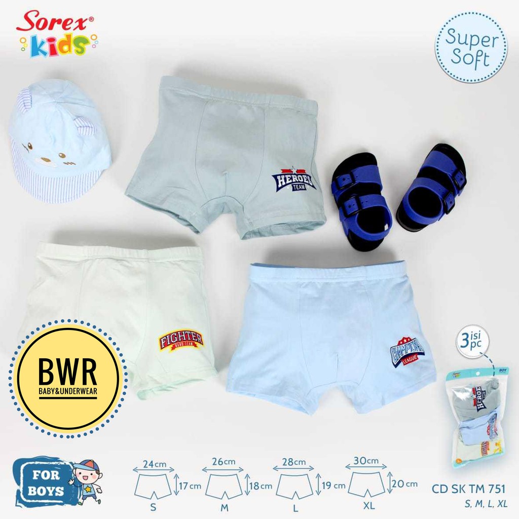 CD Boxer Anak Sorex Boys TM 751 770 990 | Celana Dalam Anak Laki Laki Super Soft | Bwr