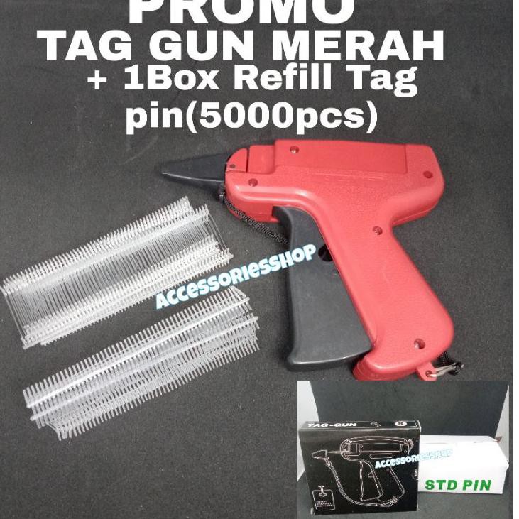 

➬ Promo tag gun merah(alat tembak label)+1box Refill tag pin(5000pcs) ☊