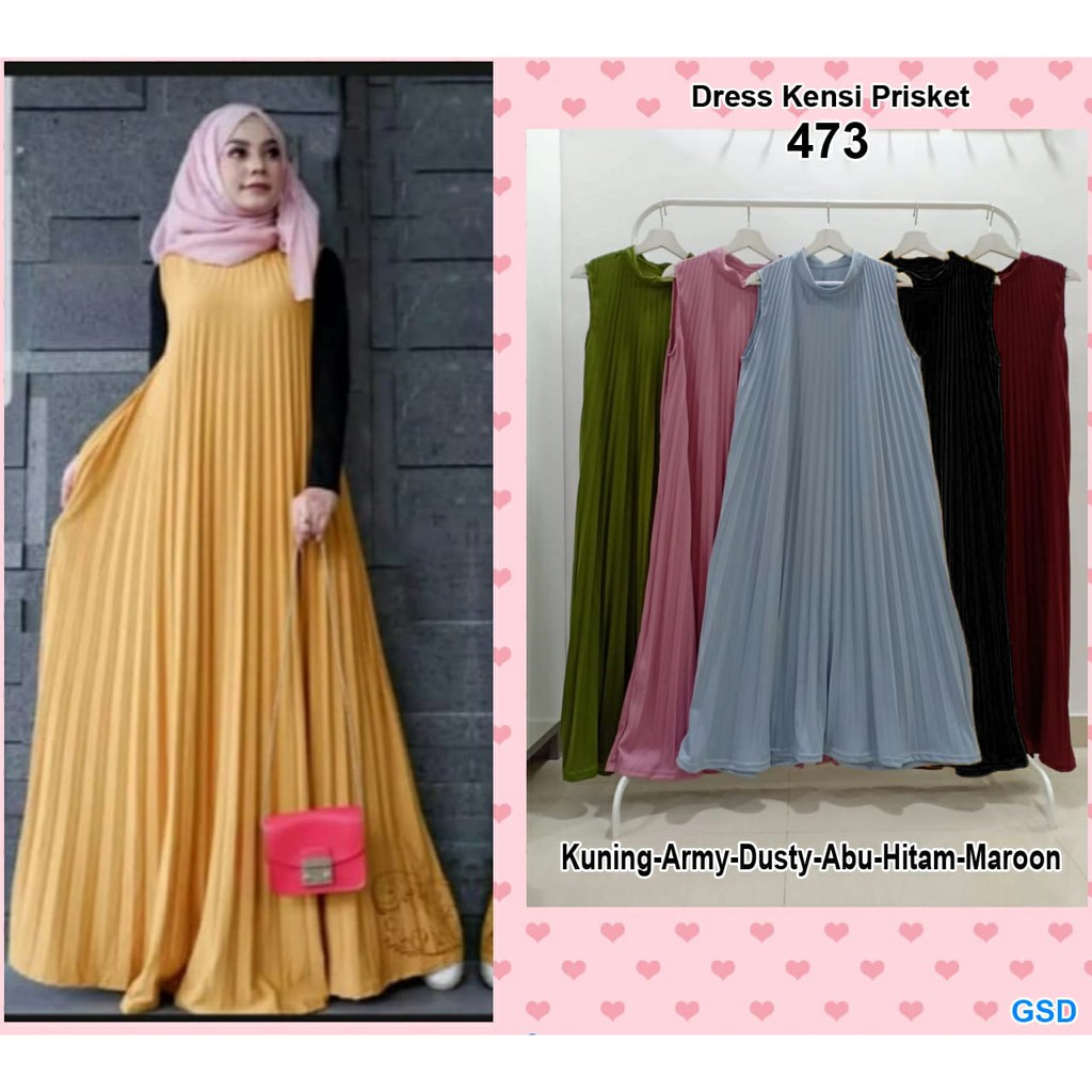 Dress kensi prisket 473/terusan  kensi/terusan dress wanita/long dress wanita/jual terusan dress/dre