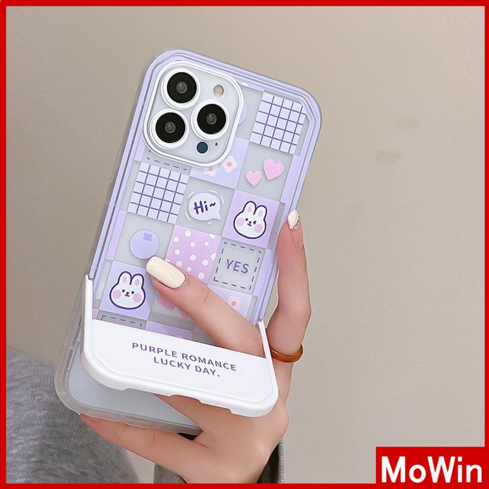 iPhone Case Acrylic Invisible Folding Stand Silicone Soft Case Airbag Shockproof Camera Cover Bear Cute Cartoon Compatible For iPhone 11 Pro Max 13 Pro Max 12 Pro Max 7Plus XS Max