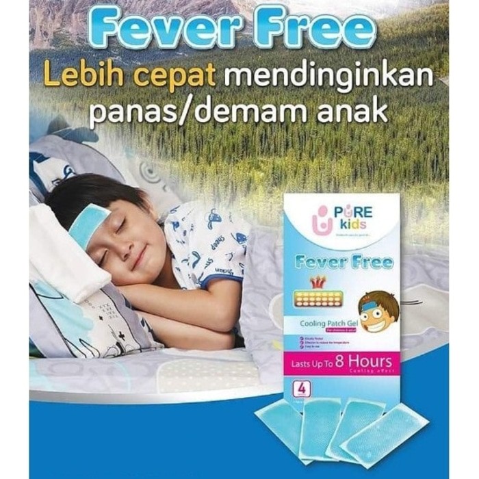 Pure Kids FEVER FREE - Obat Demam Bayi / Anak - Jual 1 PAK isi 4 lembar / patch atau SATUAN