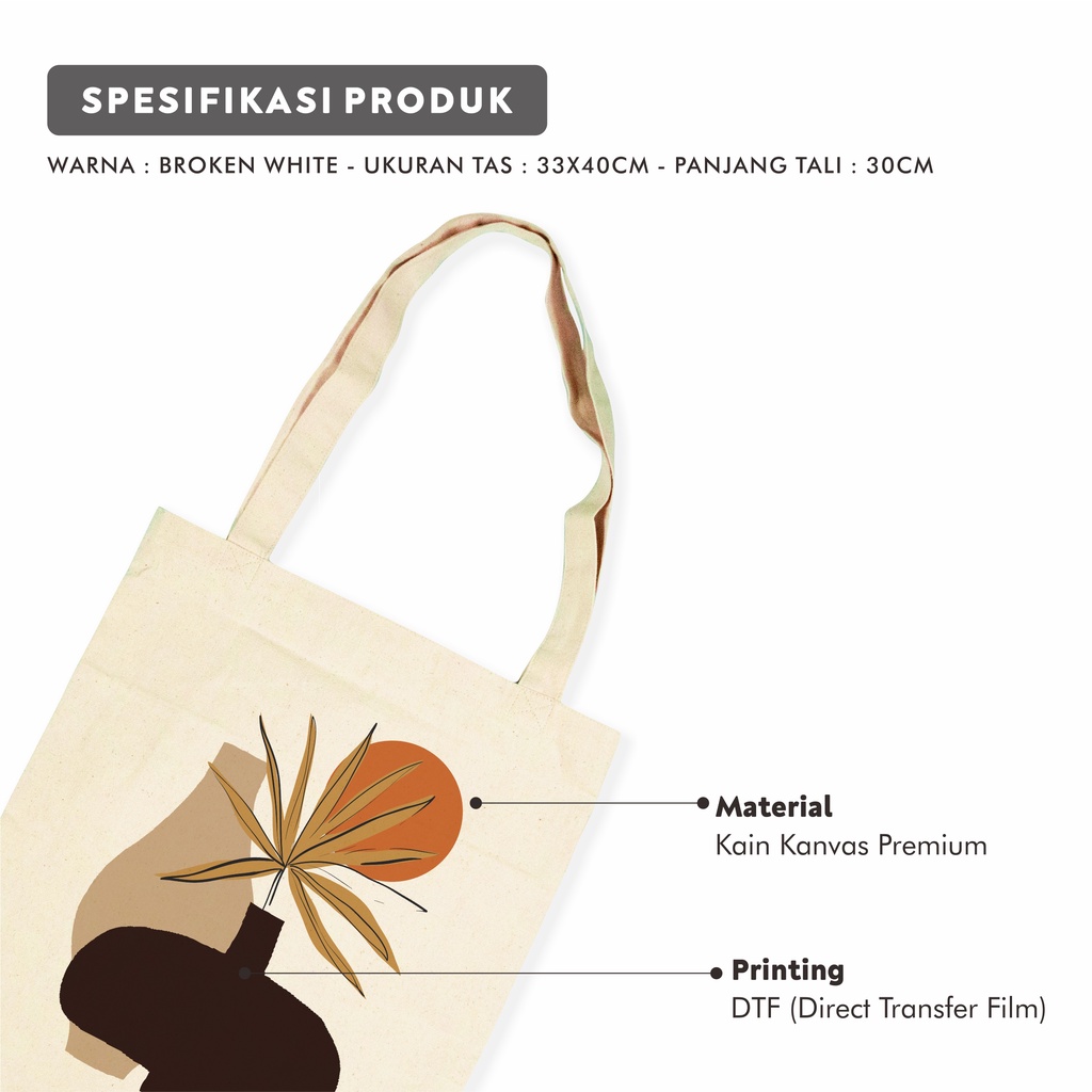 Sevine Tote Bag Kanvas Tas Wanita Fashion Totebag Laptop Nordic Aesthetic Series DTF Printing - KNP8