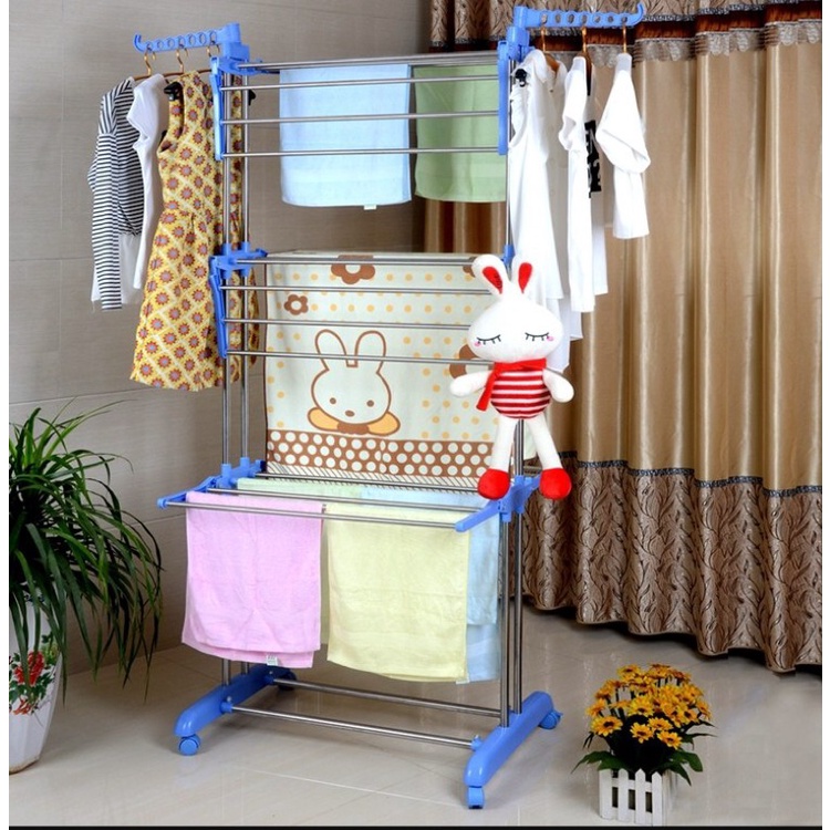 Jemuran Baju 3 Susun / Jemuran Korea Rak Susun 3 Tingkat / 3 Susun Laundry Baju Stand Hanger Serbaguna