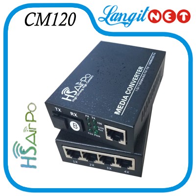 HS AIRPO CM120 FIBER ETHERNET MEDIA CONVERTER 10/100 MBPS WITH 4 LAN PORT