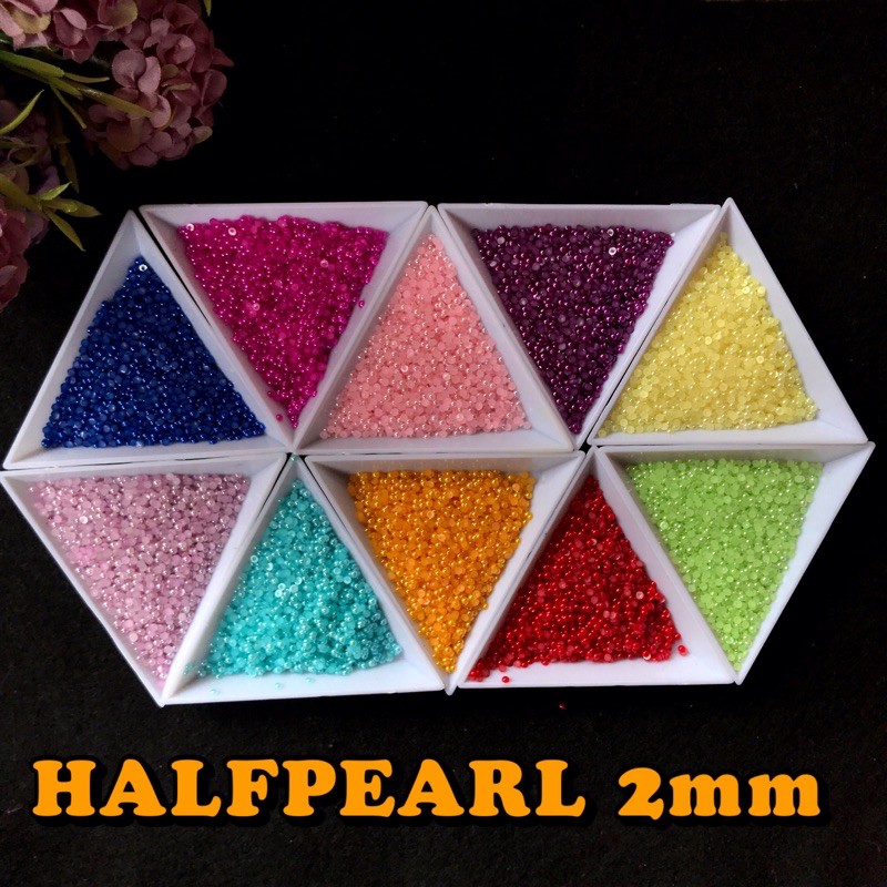 Half Pearl 2mm Mutiara Belah Mutbel isi 1000pcs Bahan Craft Nailart Henna Kuku palsu