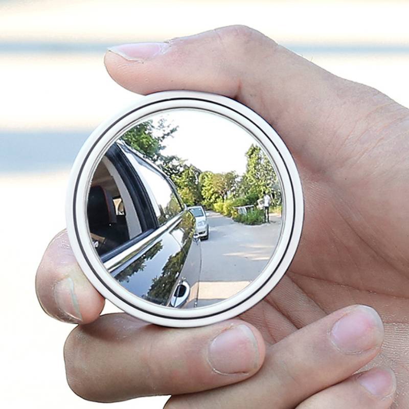 2 Pcs Car Round Frame Convex Blind Spot Mirror Wide-angle 360 Degree Adjustable Clear Rearview Auxiliary Mirror