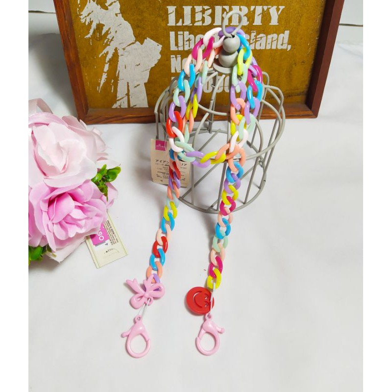 TALI MASKER/PENGAIT HIJAB/KALUNG RANTAI AKRILIK KECIL WARNA 19