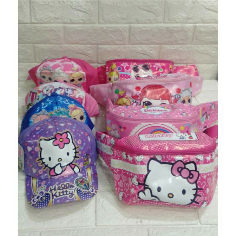 waistbag anak tas SLempang perempuan gratis topi