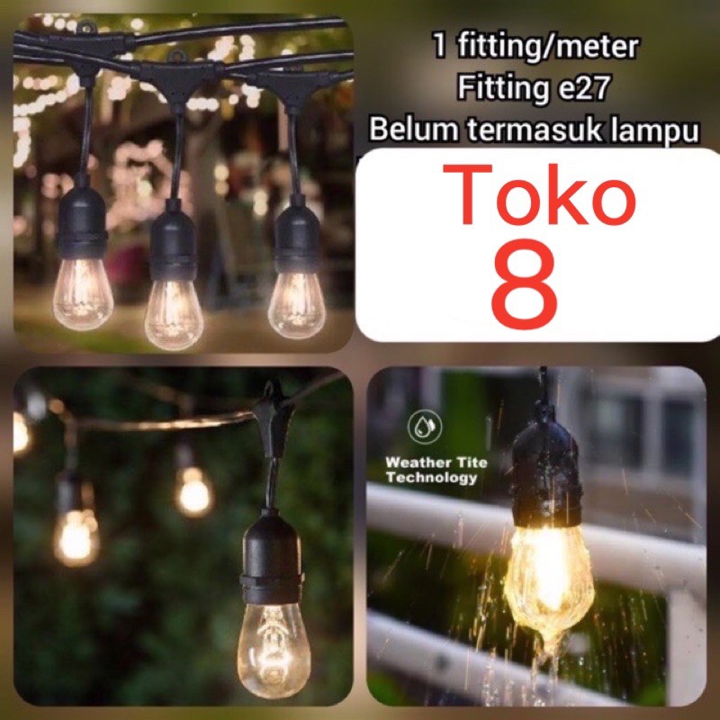 KABEL FITING LAMPU GANTUNG 100 METER 100 200 FITING GANTUNG 100M 100FITING LAMPU DEKORASI WEDDING