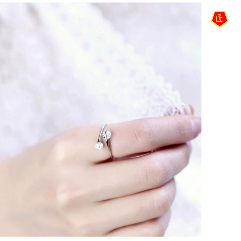 [Ready Stock]Women's Elegant Personality Silver Simple Moissanite Ring