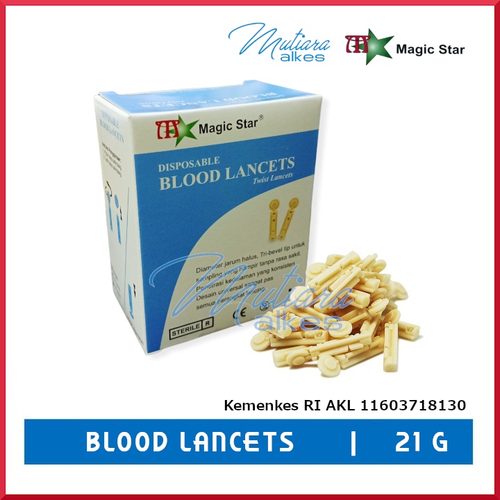 (MUTIARA ALKES) BLOOD LANCET Magicstar 21G Jarum Bekam 21G Jarum Ambil Darah