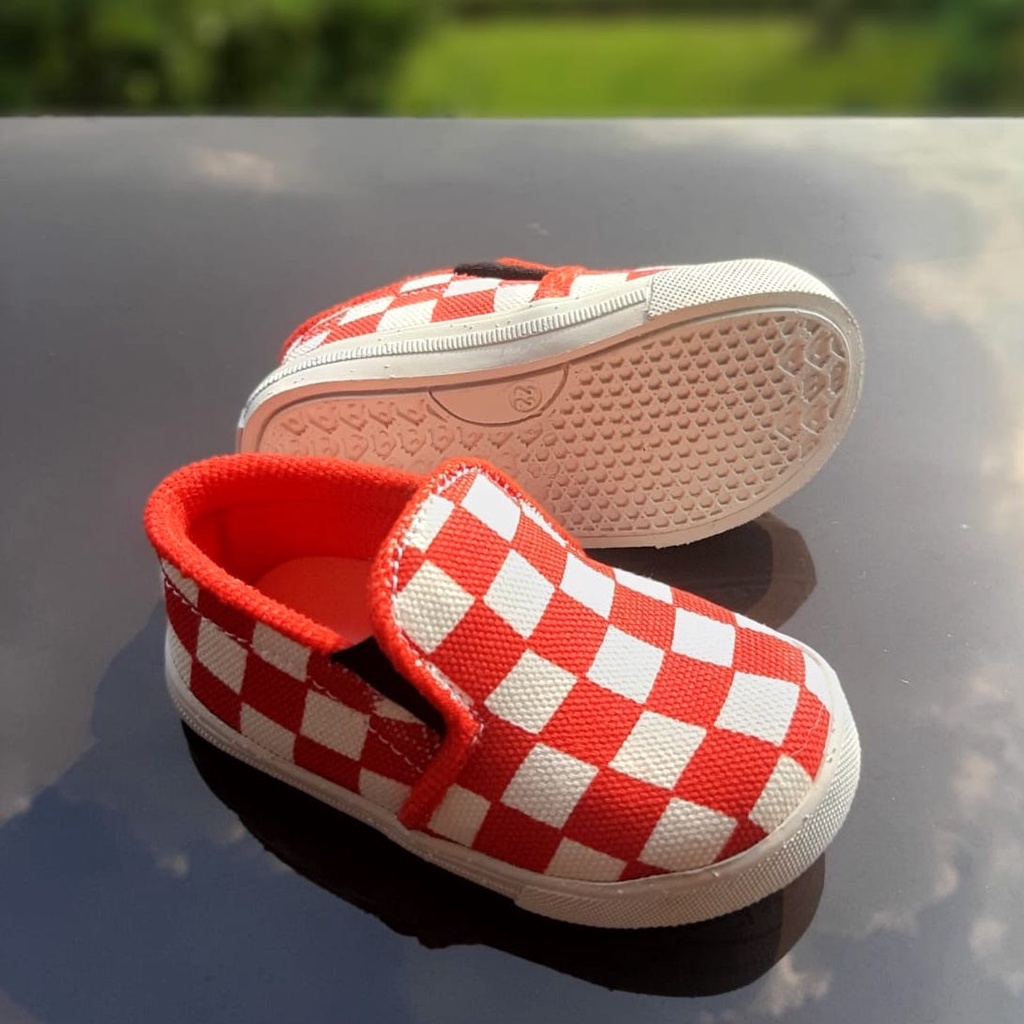 VINANDOZ SOL05 Sepatu Slip On Anak Motif Catur Umur 1 2 3 thn - Kanvas