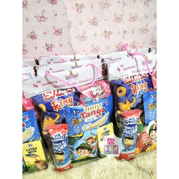 Bingkisan Murah SNH10|| Bingkisan Berbagi || Bingkisan Ulang Tahun || Bingkisan Hari Raya || Souvenir Snack || Souvenir Custom || Snack hangtag