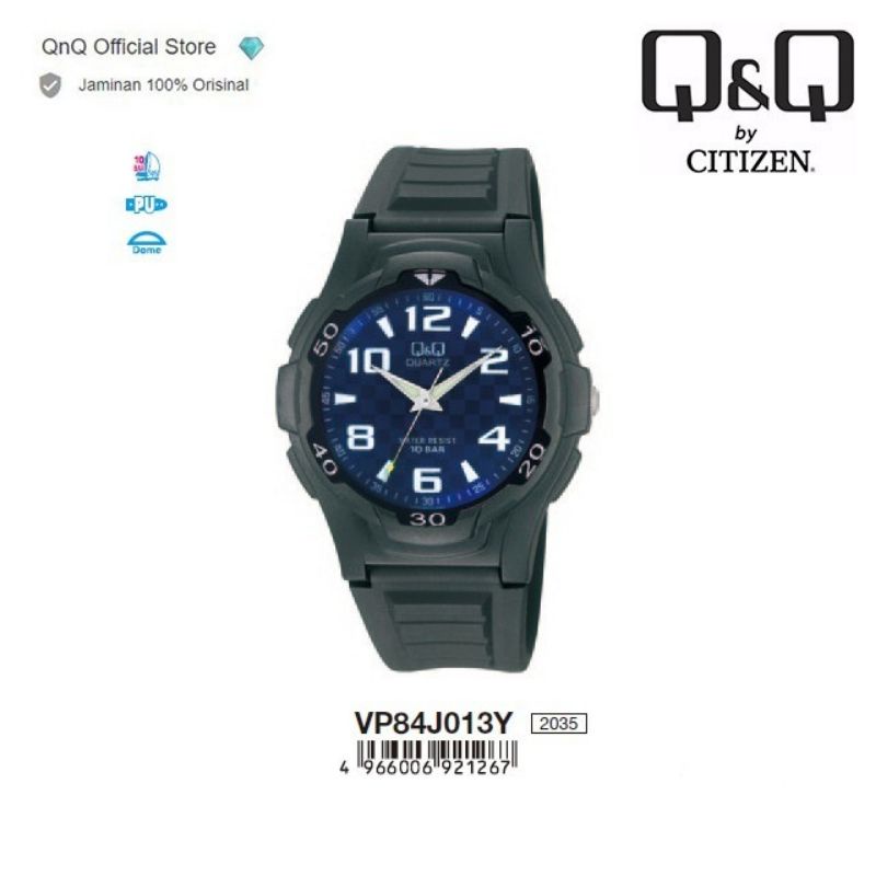 QnQ  Q&amp;Q QQ VP84J VP84 VP84J001Y Jam Tangan Pria Anti Air Water Resist Rubber Strap Unisex ORIGINAL