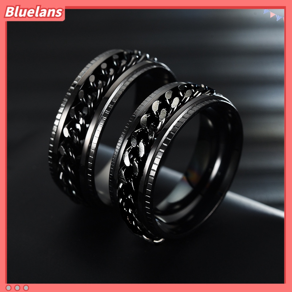 Bluelans Cincin Pria Model Rantai Putar Untuk Pesta